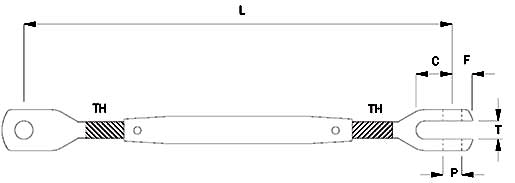 stainless lifting turnbuckle with jaw  jaw dimensions